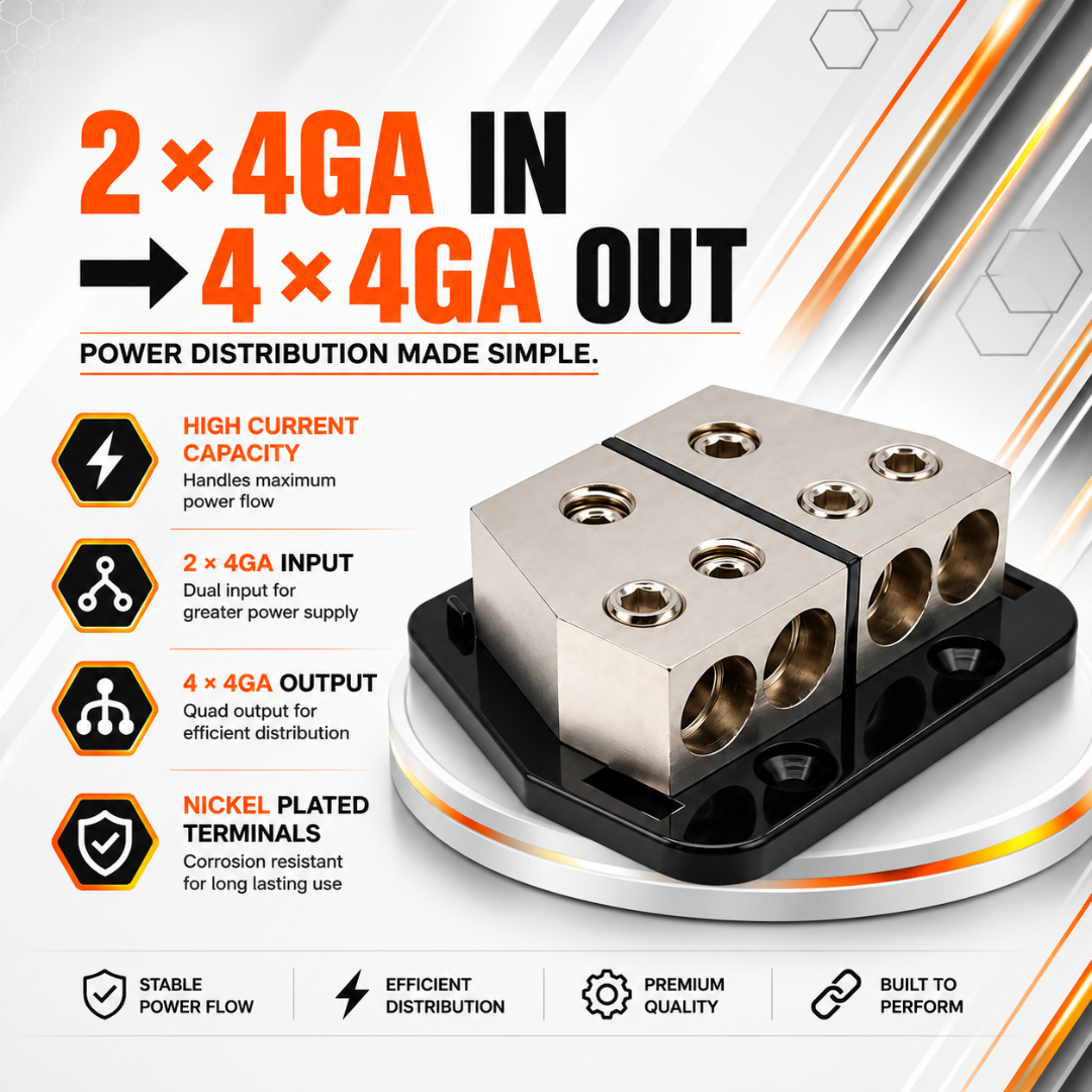 MOTOGEAR Titan Link X4 2 In 4 Out 4GA Distribution Block (Pack of 1)