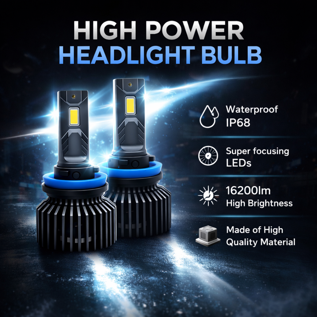 Motogear White 162 Watt H8/H9/H11 Fitting LED Headlight Bulb | Waterproof & Dustproof | Universal For Car & Bike (Pack of 2)