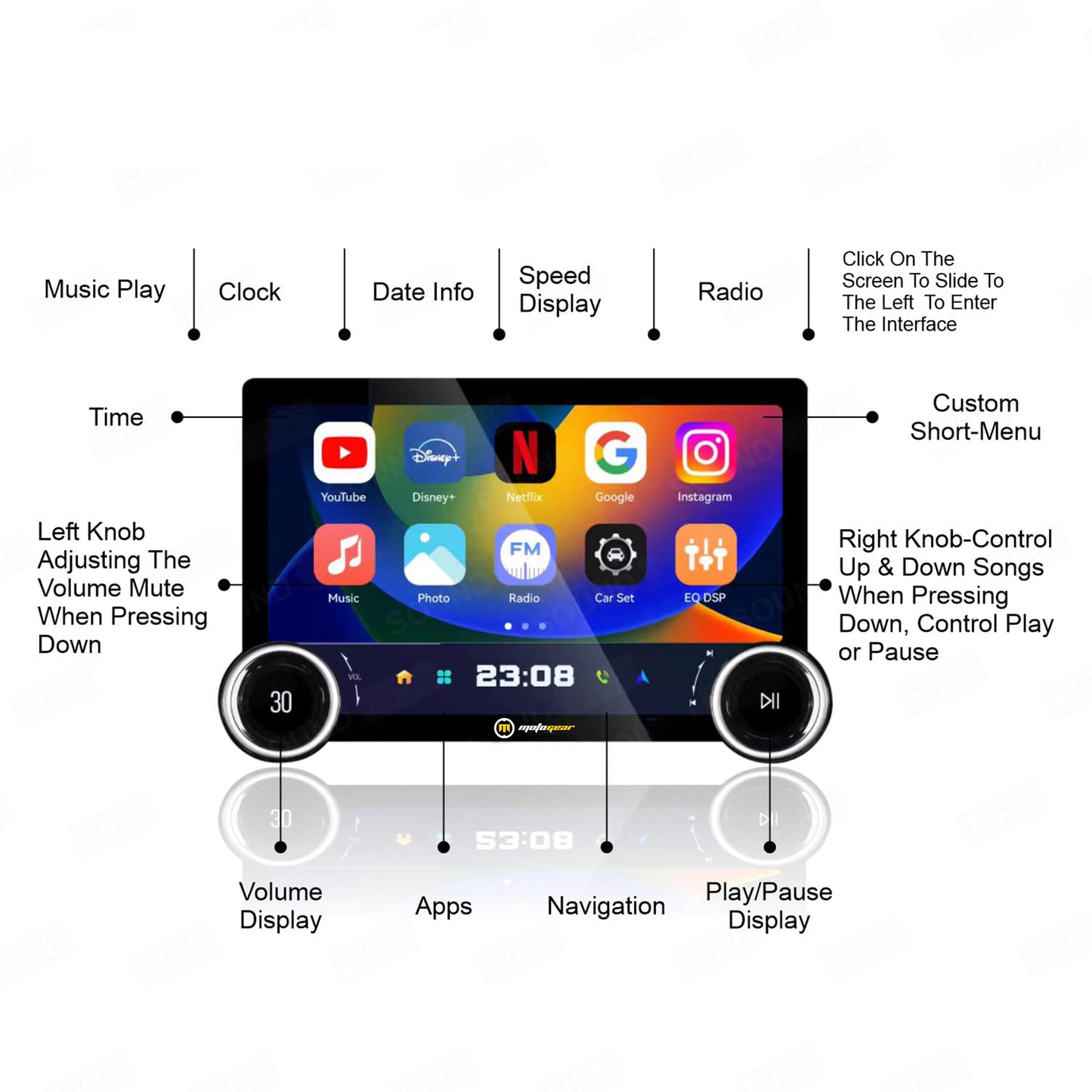 THE DUAL-KNOB DIAMOND SERIES ANDROID PLAYER 10.1 INCH (2GB RAM + 32 GB ROM)