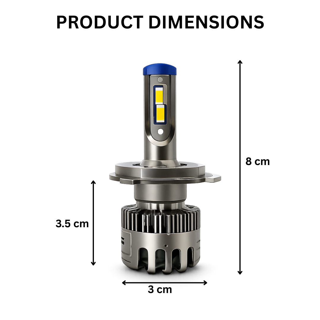 Motogear White 120 Watt H4 Fitting LED Headlight Bulb | Waterproof & Dustproof | Universal For Car & Bike (Pack of 2)