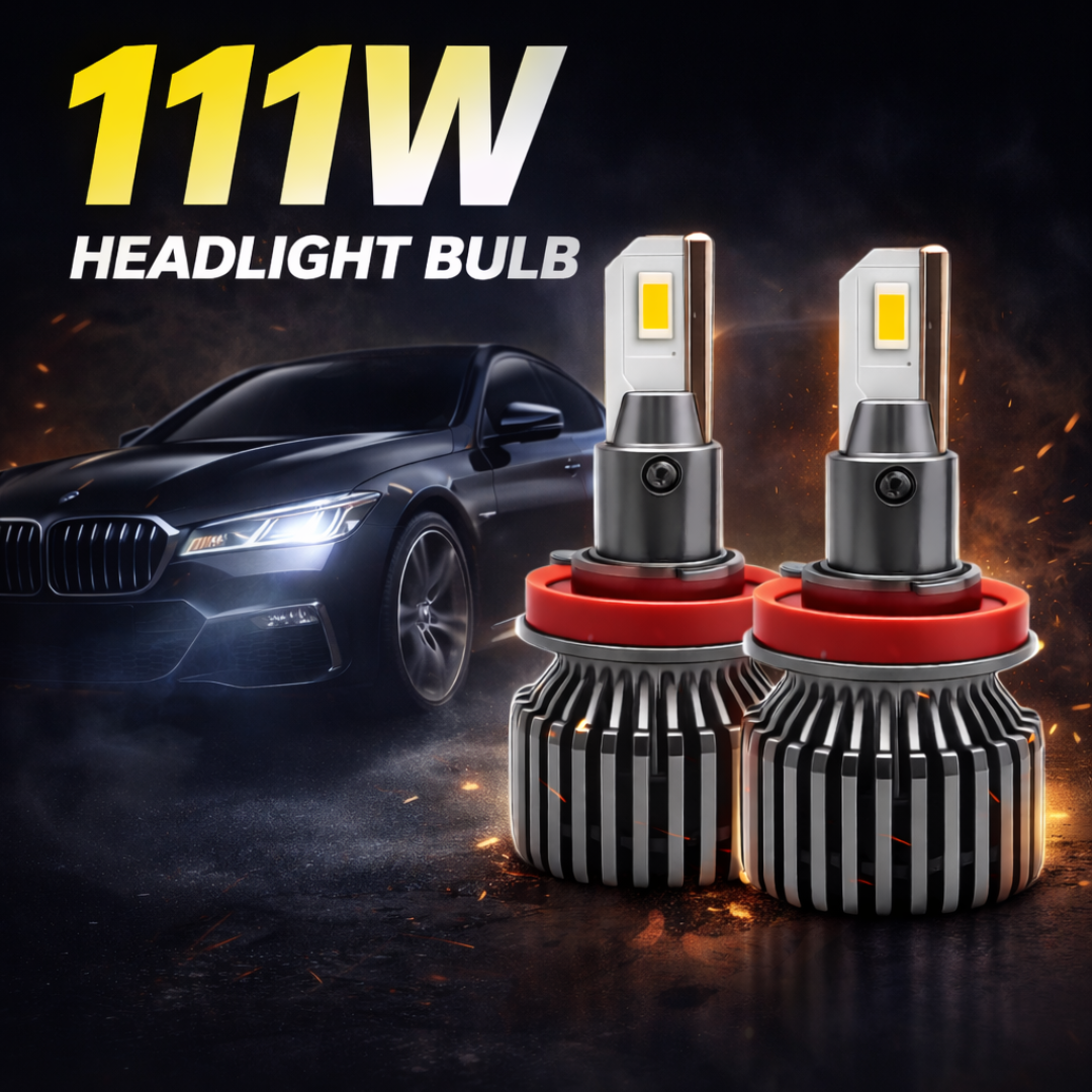 Motogear White 111 Watt H8/H9/H11 Fitting LED Headlight Bulb | Waterproof & Dustproof | Universal For Car & Bike (Pack of 2)