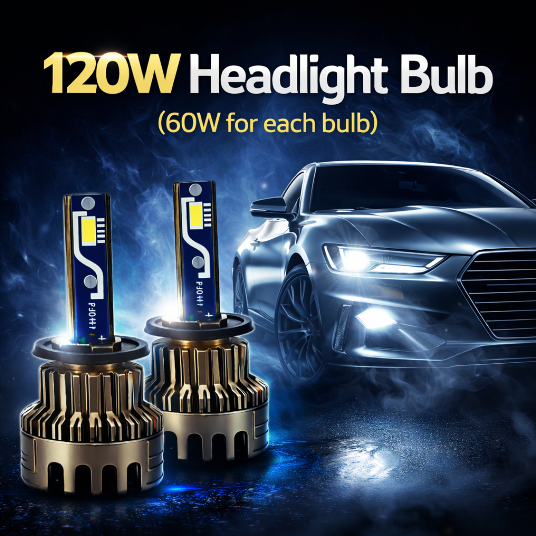 Motogear White 120 Watt H27/880 Fitting LED Headlight Bulb | Waterproof & Dustproof | Universal For Car & Bike (Pack of 2)