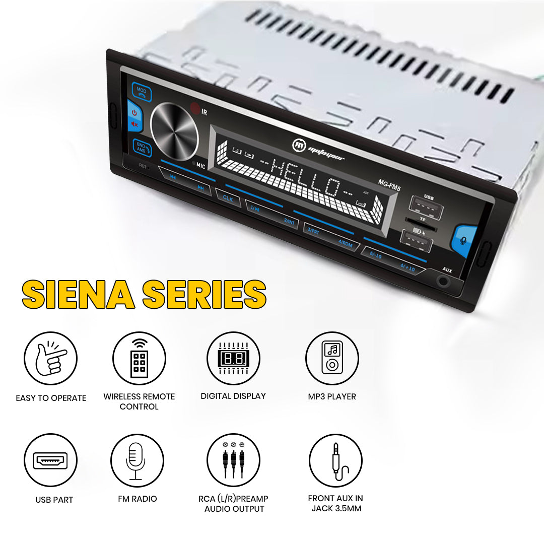 THE SIENA SERIES CAR FM STEREO AND USB PLAYER MG-FM 5