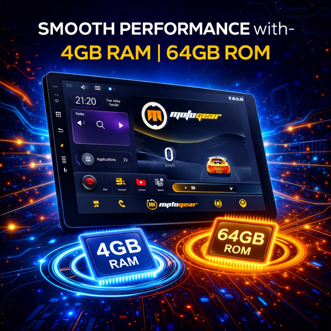 MOTOGEAR Storm Vibe-3 4GB RAM+64GB ROM 9 Inch QLED Car Android Player