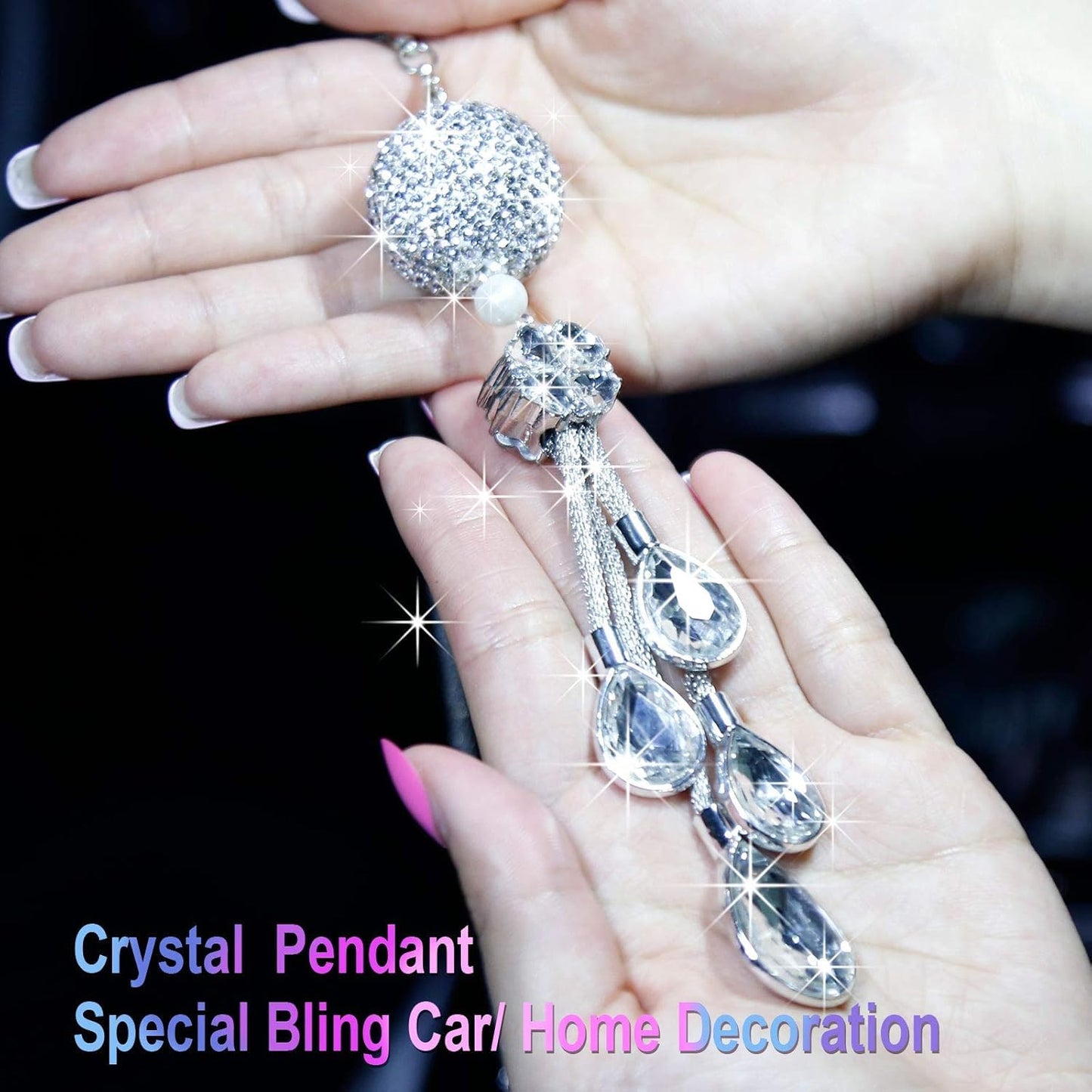 THE BLING CRYSTAL BALL HANGING ORNAMENT FOR CAR REAR VIEW MIRROR