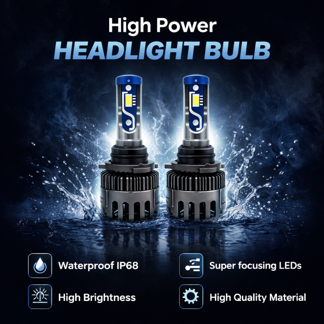 Motogear White 120 Watt 9005 Fitting LED Headlight Bulb | Waterproof & Dustproof | Universal For Car & Bike (Pack of 2)