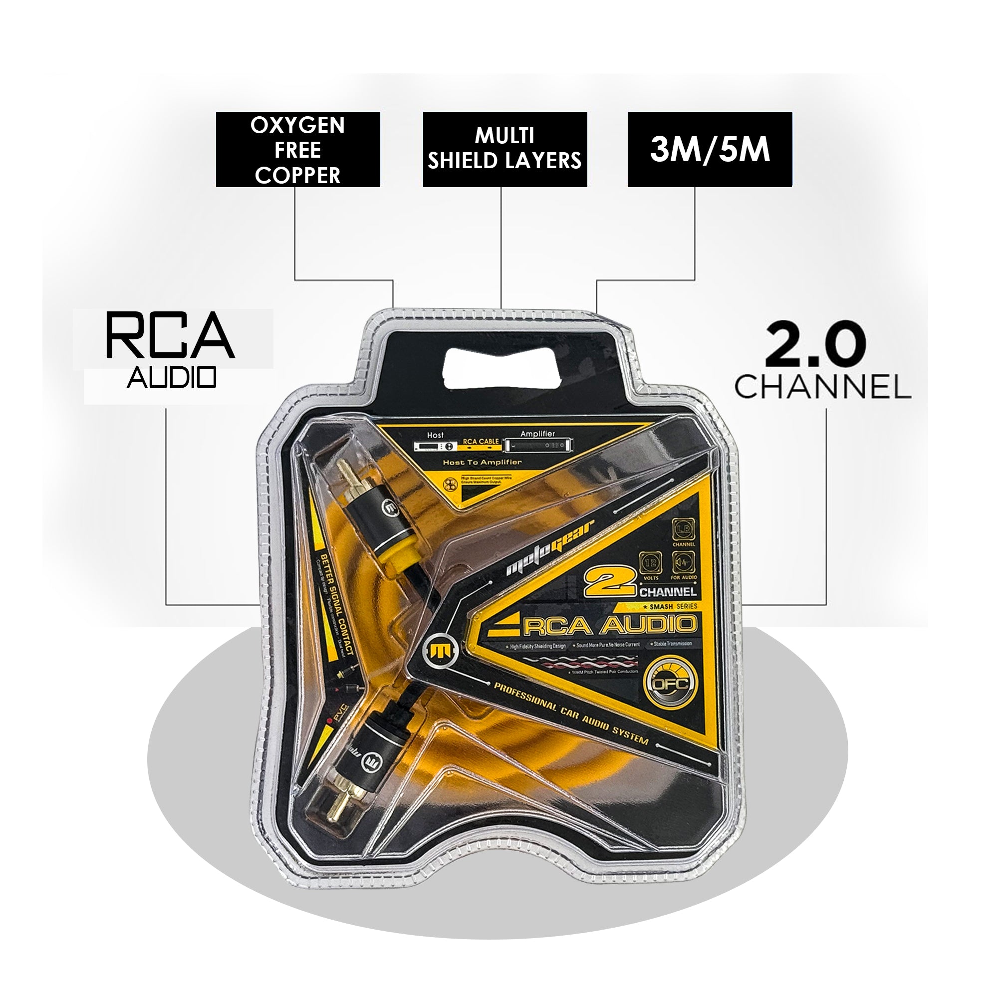 MOTOGEAR Smash Series 2 Channel 5M High-Fidelity RCA Cable