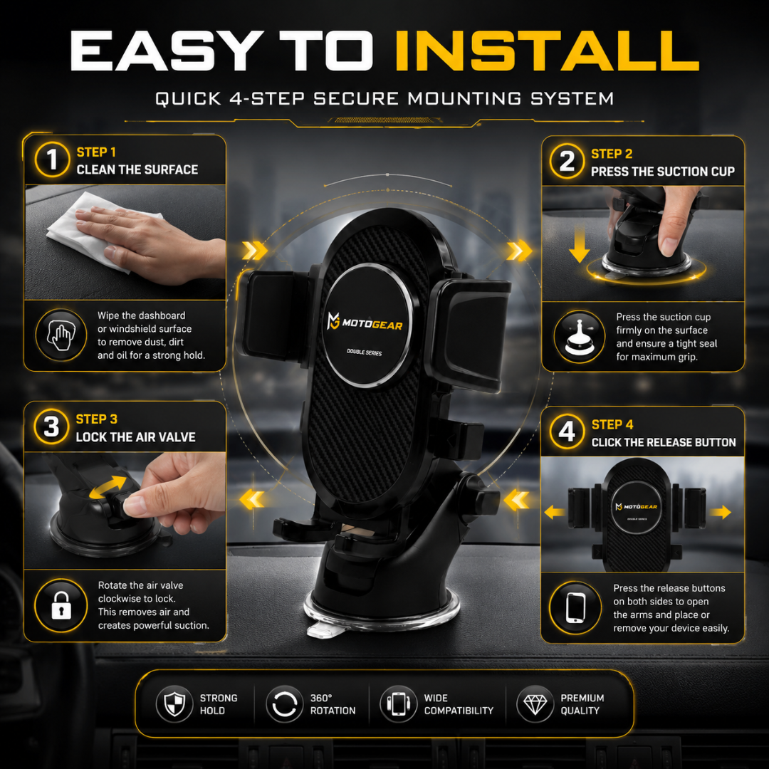 MOTOGEAR Console Series 3 in 1 Universal Car Mobile Holder