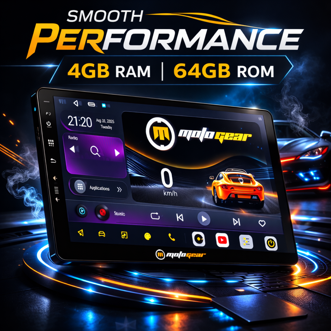 MOTOGEAR Storm Vibe-2 Pro 4GB RAM+64GB ROM 9 Inch QLED 4G Sim Support Car Android Player