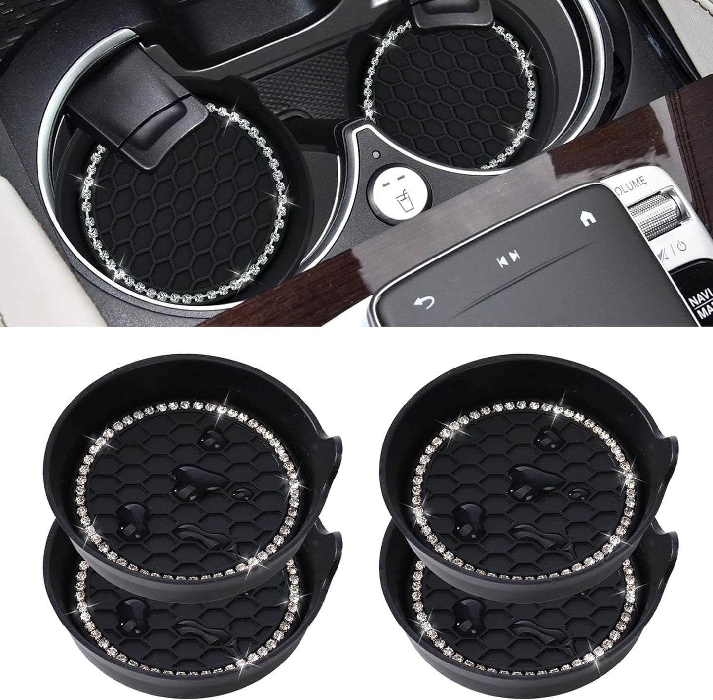 THE BLACK CUP COASTERS FOR CAR (PACK OF 4)