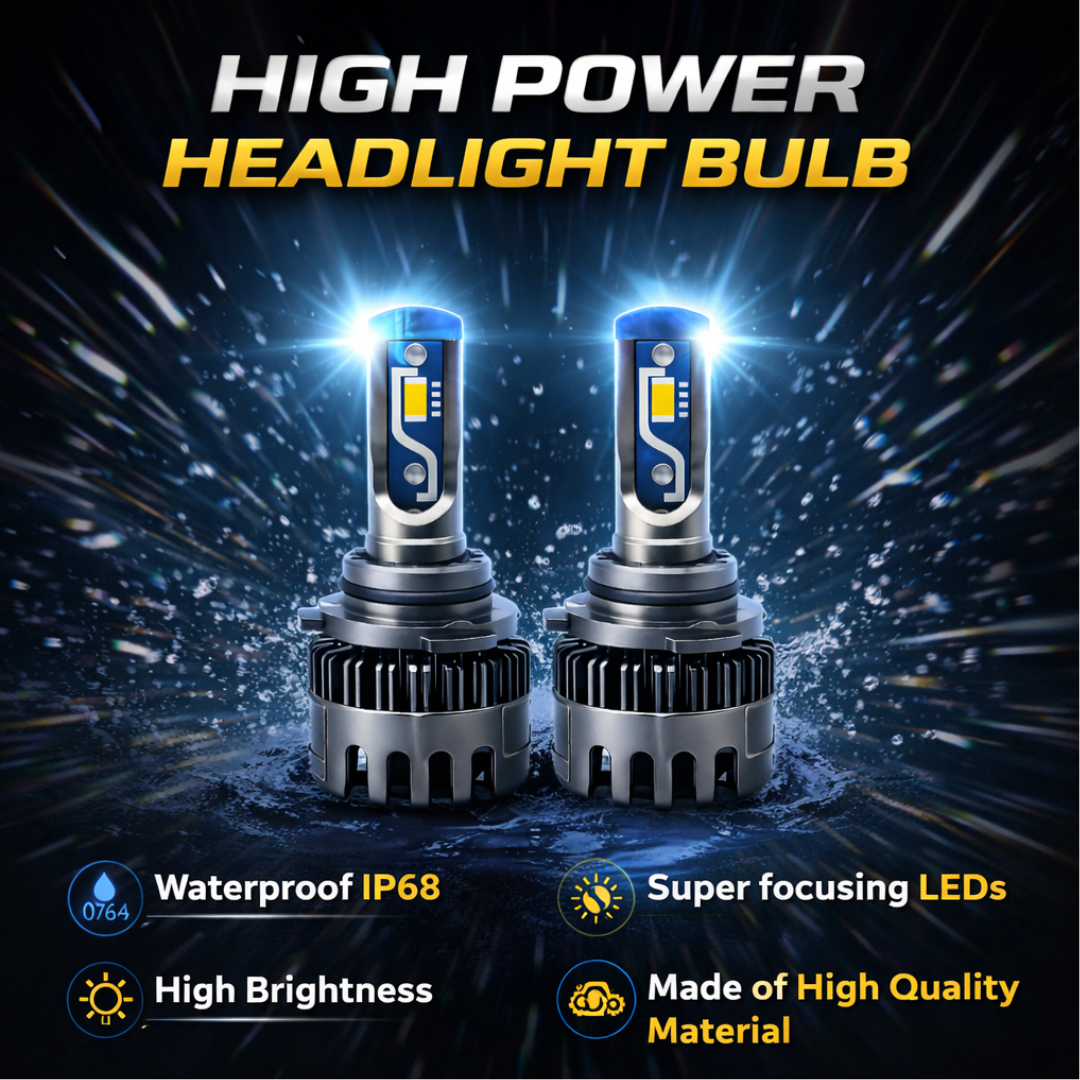 Motogear White 120 Watt 9006 Fitting LED Headlight Bulb | Waterproof & Dustproof | Universal For Car & Bike (Pack of 2)