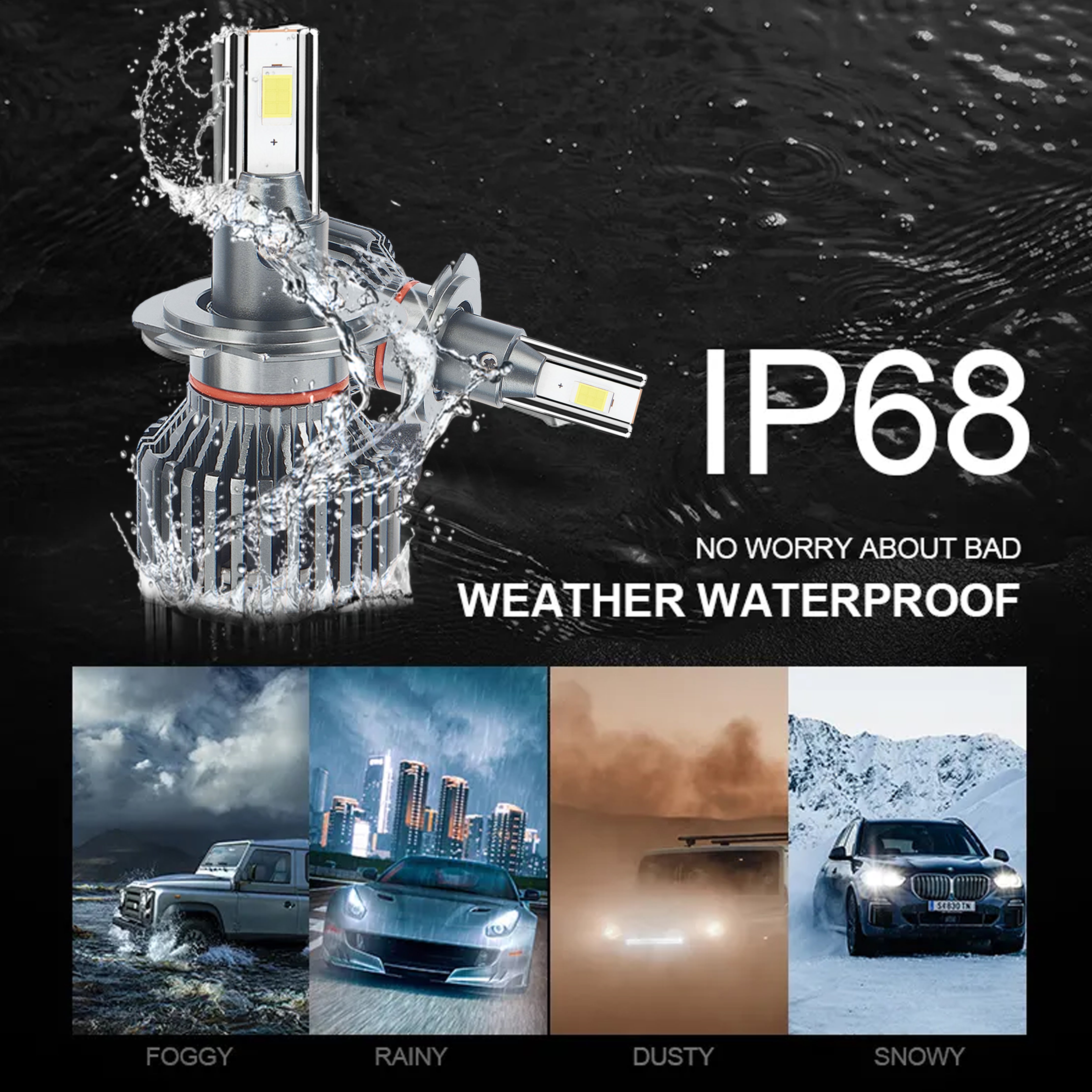 Motogear White 111 Watt H1 LED Headlight Bulb | Waterproof & Dustproof | Universal For Car & Bike (Pack of 2)