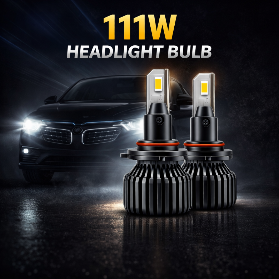 Motogear White 111 Watt 9005 Fitting LED Headlight Bulb | Waterproof & Dustproof | Universal For Car & Bike (Pack of 2)