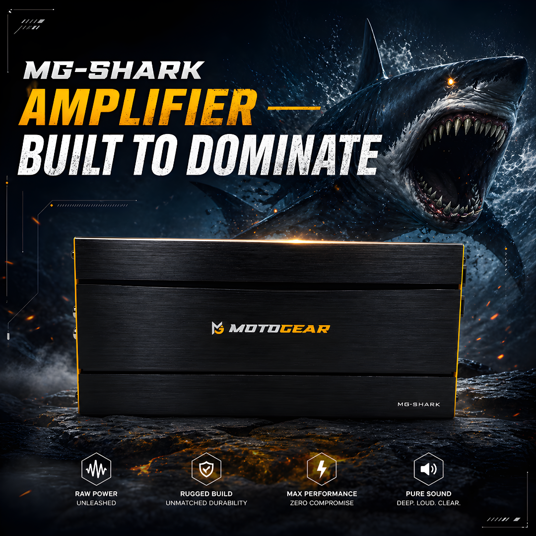 MOTOGEAR MG Shark 4 Channel Car Amplifier 4X250W RMS Power Mid Range Specialist High Efficiency Low Distortion Car Audio Amplifier for Car SUV Truck (Pack of 1)