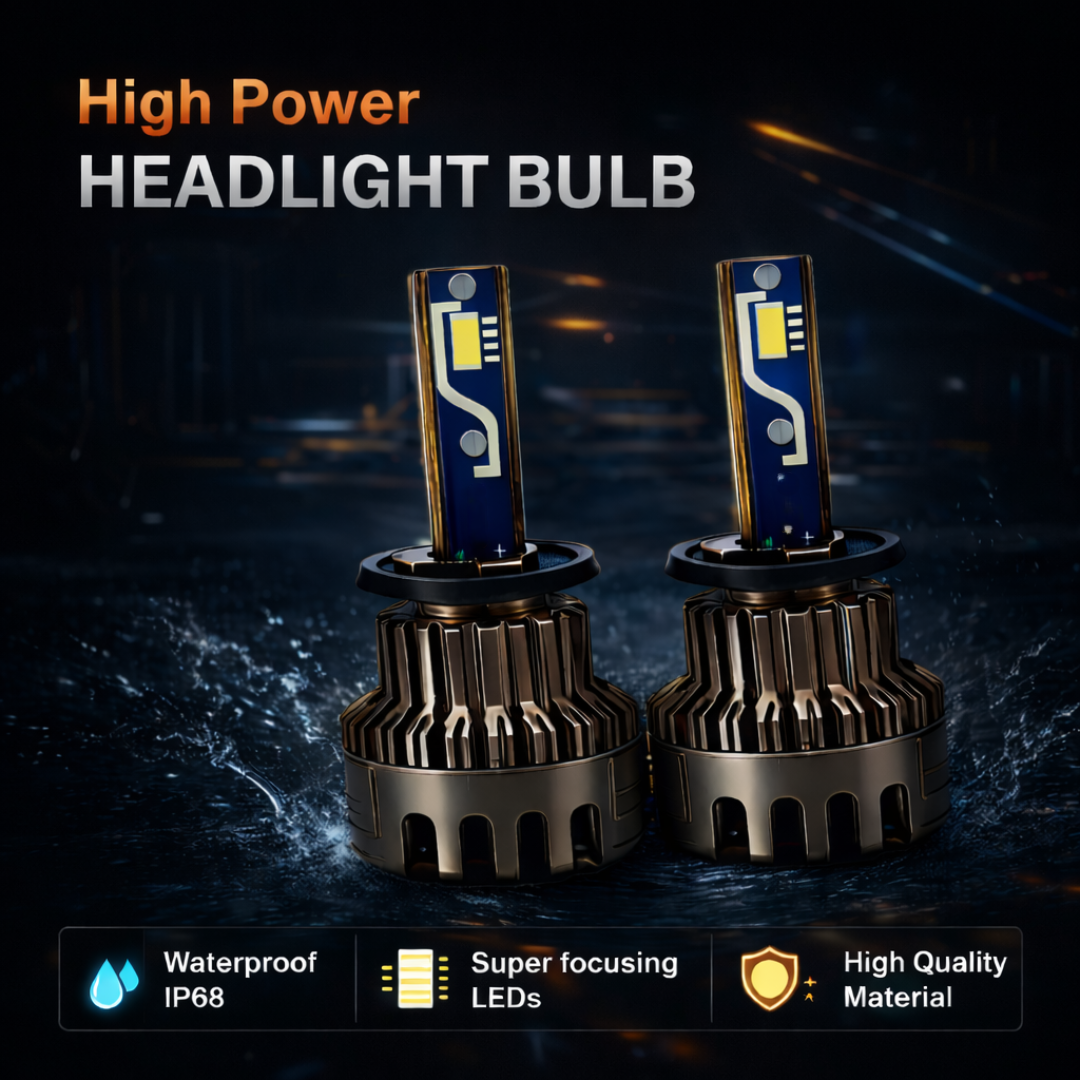 Motogear White 120 Watt H27/880 Fitting LED Headlight Bulb | Waterproof & Dustproof | Universal For Car & Bike (Pack of 2)