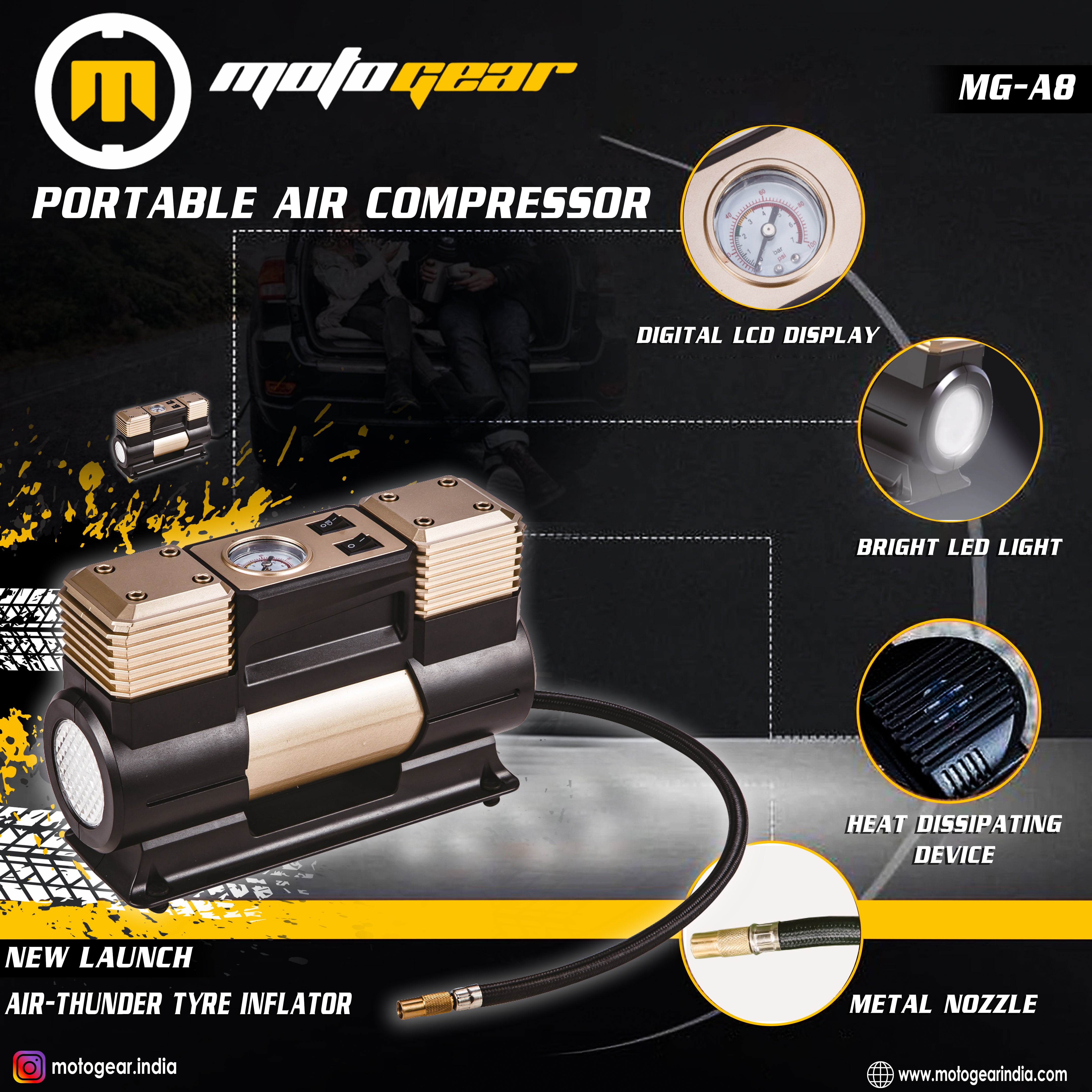 MOTOGEAR A8 150 PSI Digital Tire Inflator
