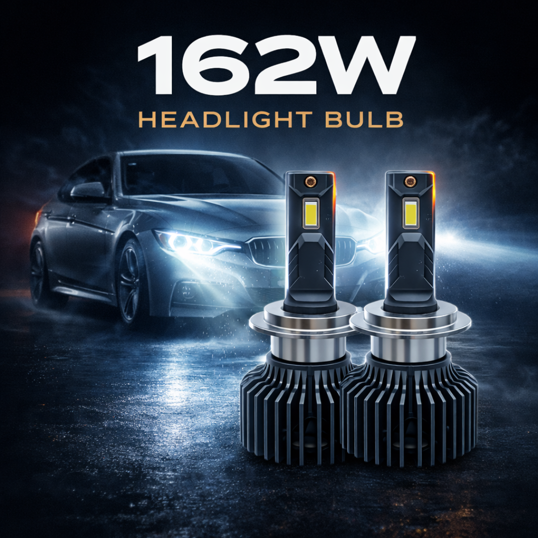 Motogear White 162 Watt H7 Fitting LED Headlight Bulb | Waterproof & Dustproof | Universal For Car & Bike (Pack of 2)