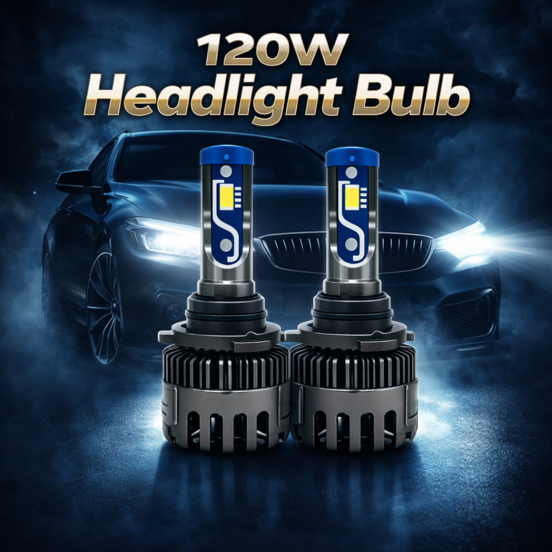 Motogear White 120 Watt 9005 Fitting LED Headlight Bulb | Waterproof & Dustproof | Universal For Car & Bike (Pack of 2)