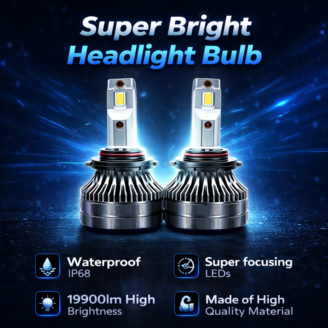 MotoGear White 199 Watt 9006 Fitting LED Headlight Bulb | Waterproof & Dustproof | Universal For Car & Bike (Pack of 2)