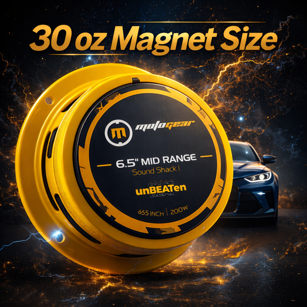 MOTOGEAR 6.5 Inch Mid Range Sound Shack 1 Car Speaker With 200W Max Power & 130W RMS Power |30 oz Magnet | 95 dB Sensitivity | High Performance Car Audio Speaker for Powerful Clear Sound( Pack of 1)