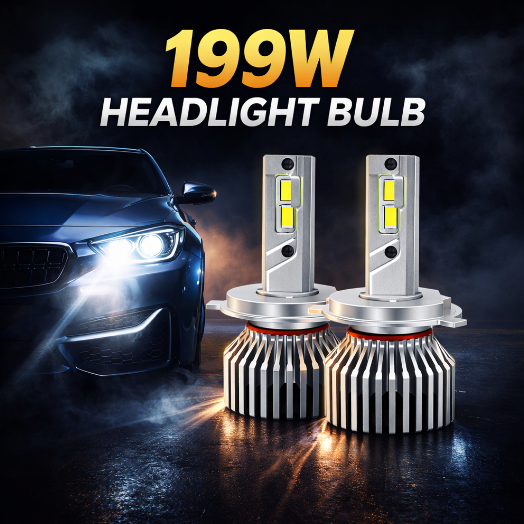 MotoGear White 199 Watt H4 Fitting LED Headlight Bulb | Waterproof & Dustproof | Universal For Car & Bike (Pack of 2)