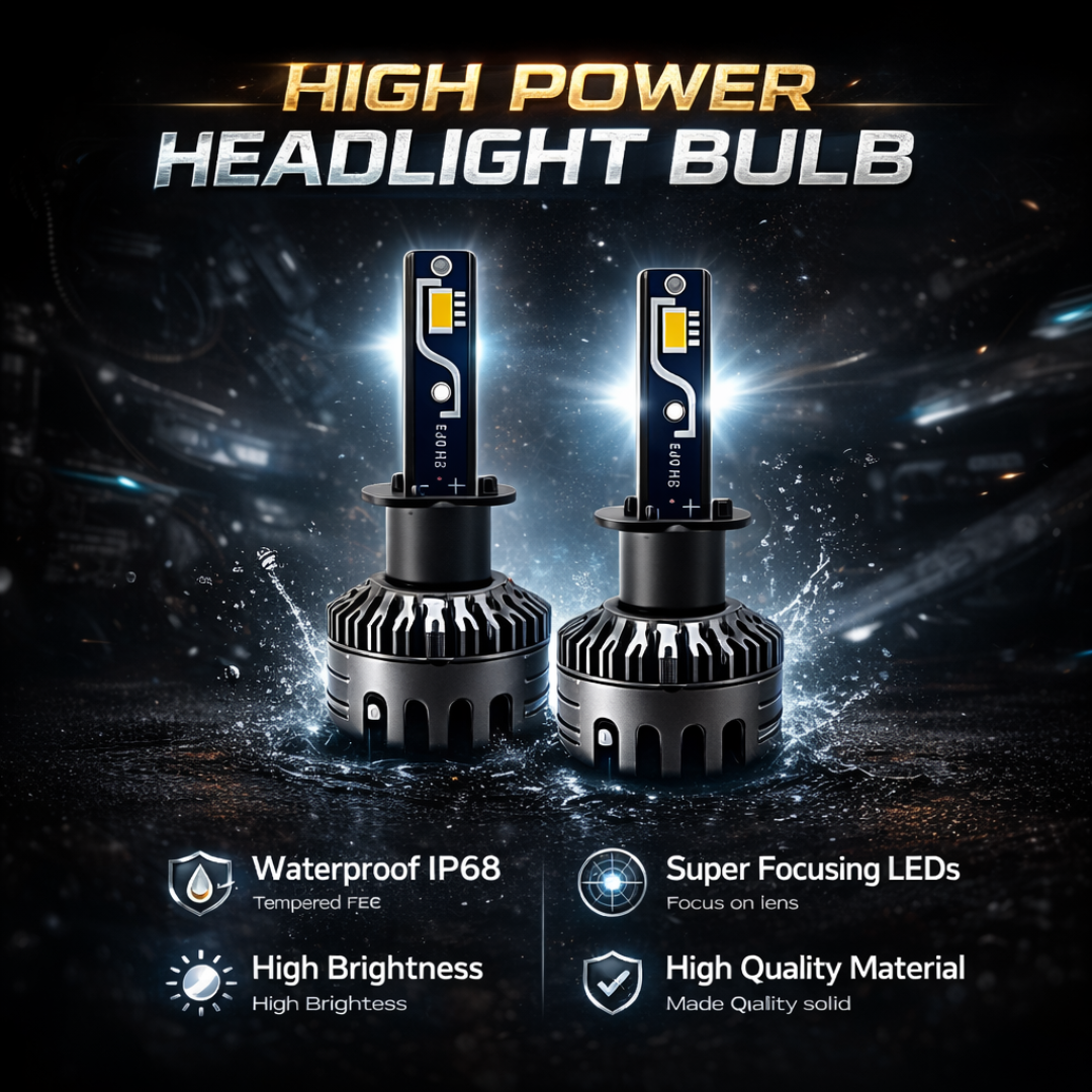 Motogear White 120 Watt H1 Fitting LED Headlight Bulb | Waterproof & Dustproof | Universal For Car & Bike (Pack of 2)