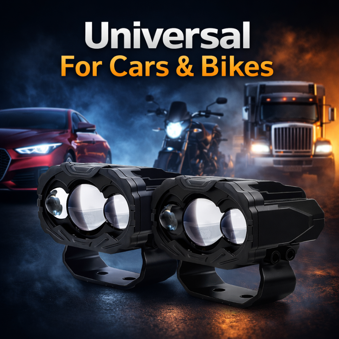 MotoGear Bright White 120 Watt Fog Light With Yellow/White Spot Reflection | Waterproof & Dustproof | Universal For Bikes & Cars (Pack of 2)