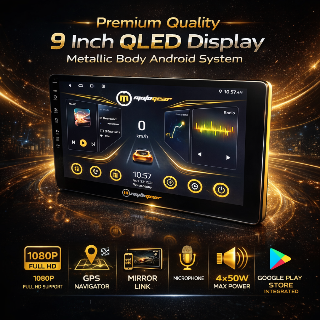 MOTOGEAR Storm Vibe-2 4GB RAM+64GB ROM 9 Inch QLED Car Android Player
