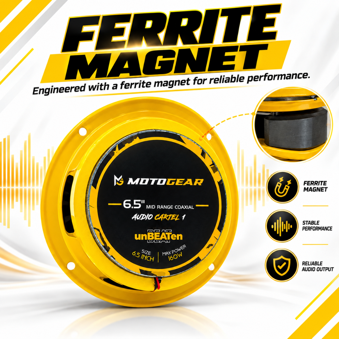 MOTOGEAR 6.5 Inch 80W RMS Audio Cartel 1 Mid Range Coaxial Speaker (Pack of 2)