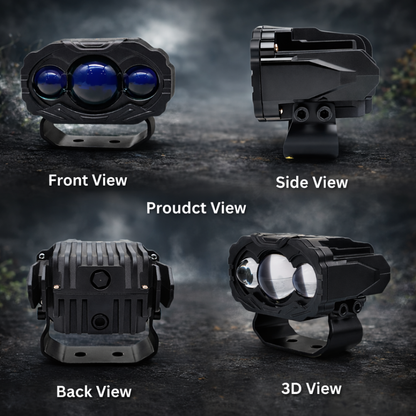 MotoGear Bright White 120 Watt Fog Light With Yellow/White Spot Reflection | Waterproof & Dustproof | Universal For Bikes & Cars (Pack of 2)