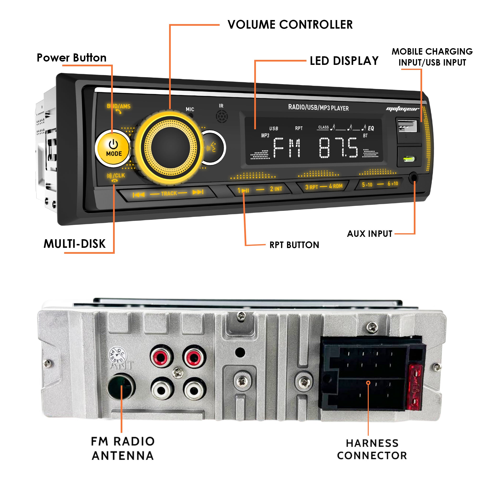 THE HASSLER SERIES CAR FM STEREO AND USB PLAYER MG-FM 4
