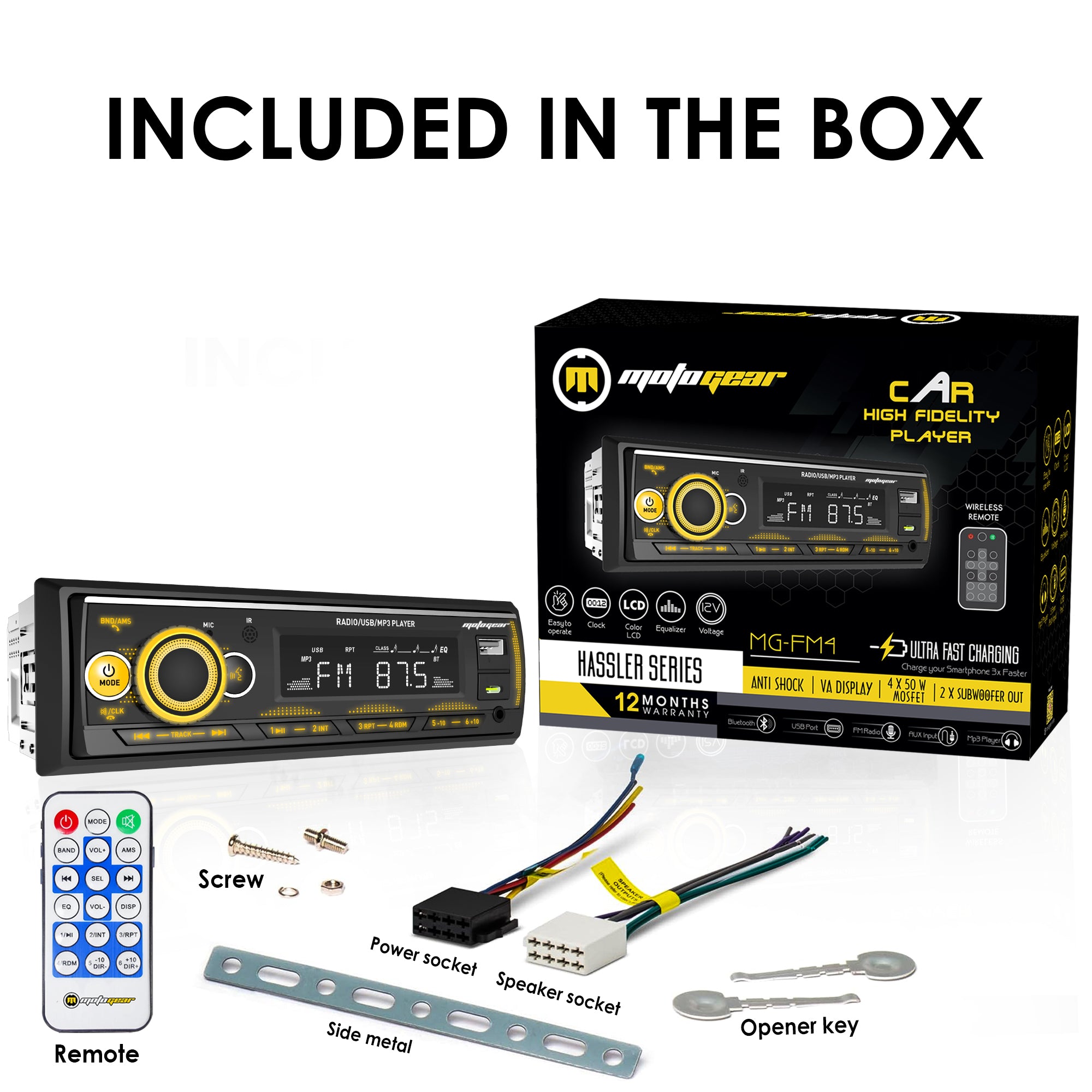THE HASSLER SERIES CAR FM STEREO AND USB PLAYER MG-FM 4