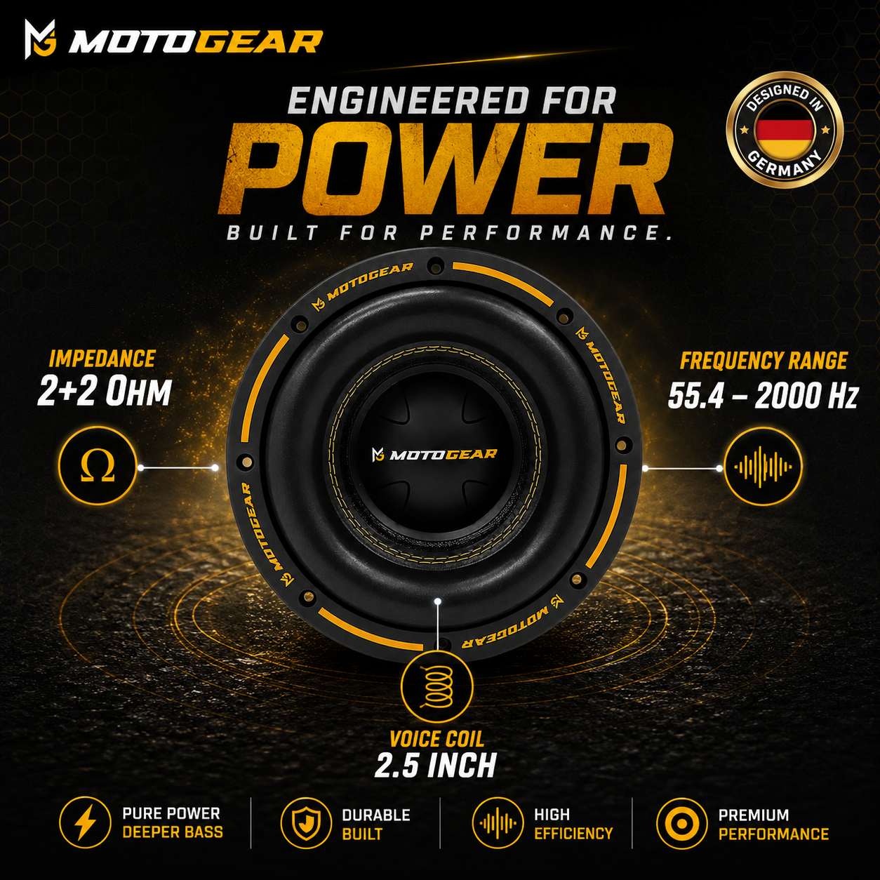 MOTOGEAR Knockdown-8 1000W RMS 8 Inch Subwoofer