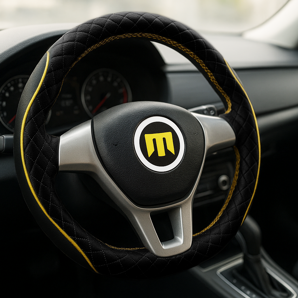 The Tiger Spirit Black Leather Steering Wheel Cover – Universal Car Steering Grip