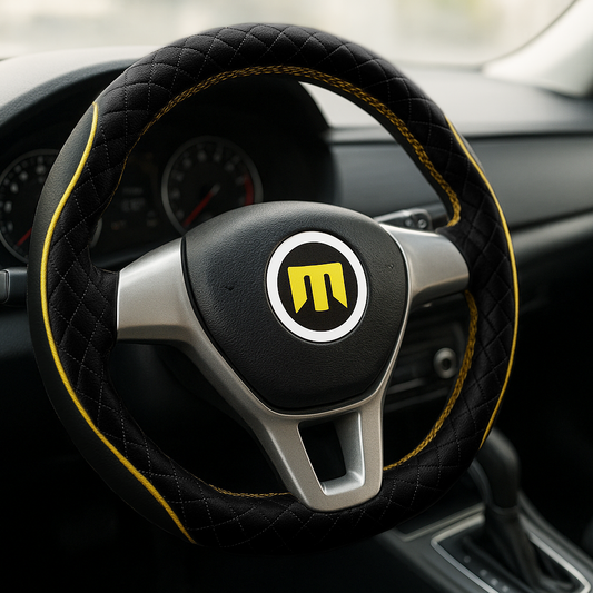 The Tiger Spirit Black Leather Steering Wheel Cover – Universal Car Steering Grip