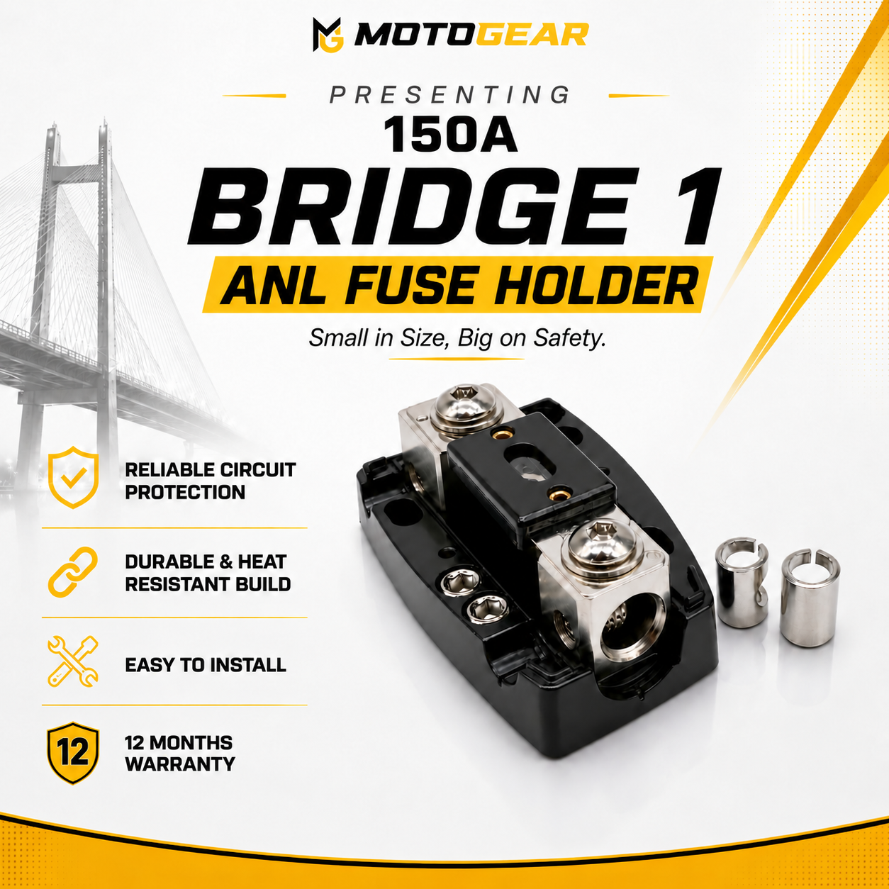 MOTOGEAR Bridge-1 150A ANL Fuse Holder (Pack of 1)