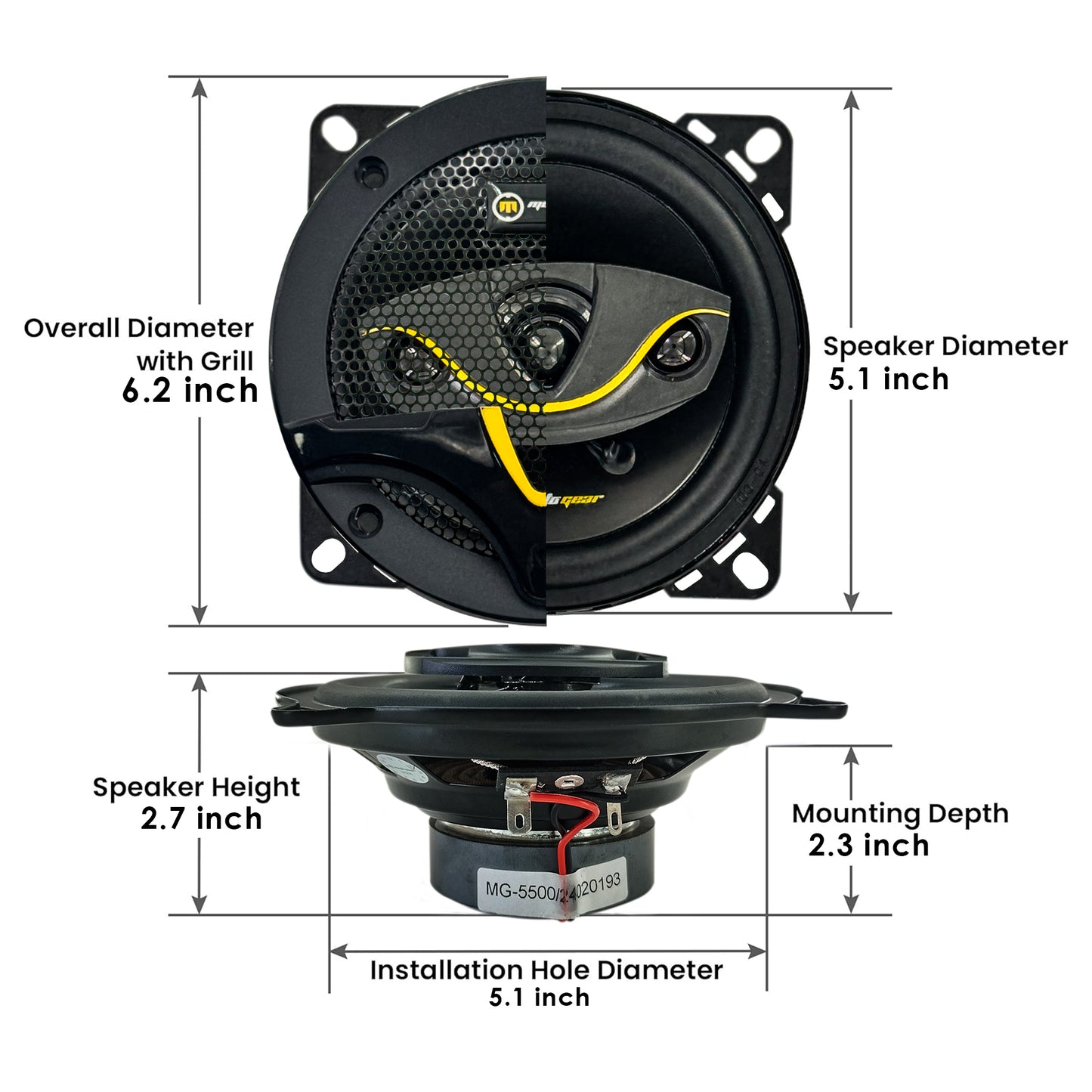 THE 5.25 INCH CAR DOOR 4 WAY SPEAKERS MG-5500 (PACK OF 2)