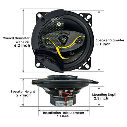 THE 5.25 INCH CAR DOOR 4 WAY SPEAKERS MG-5500 (PACK OF 2)
