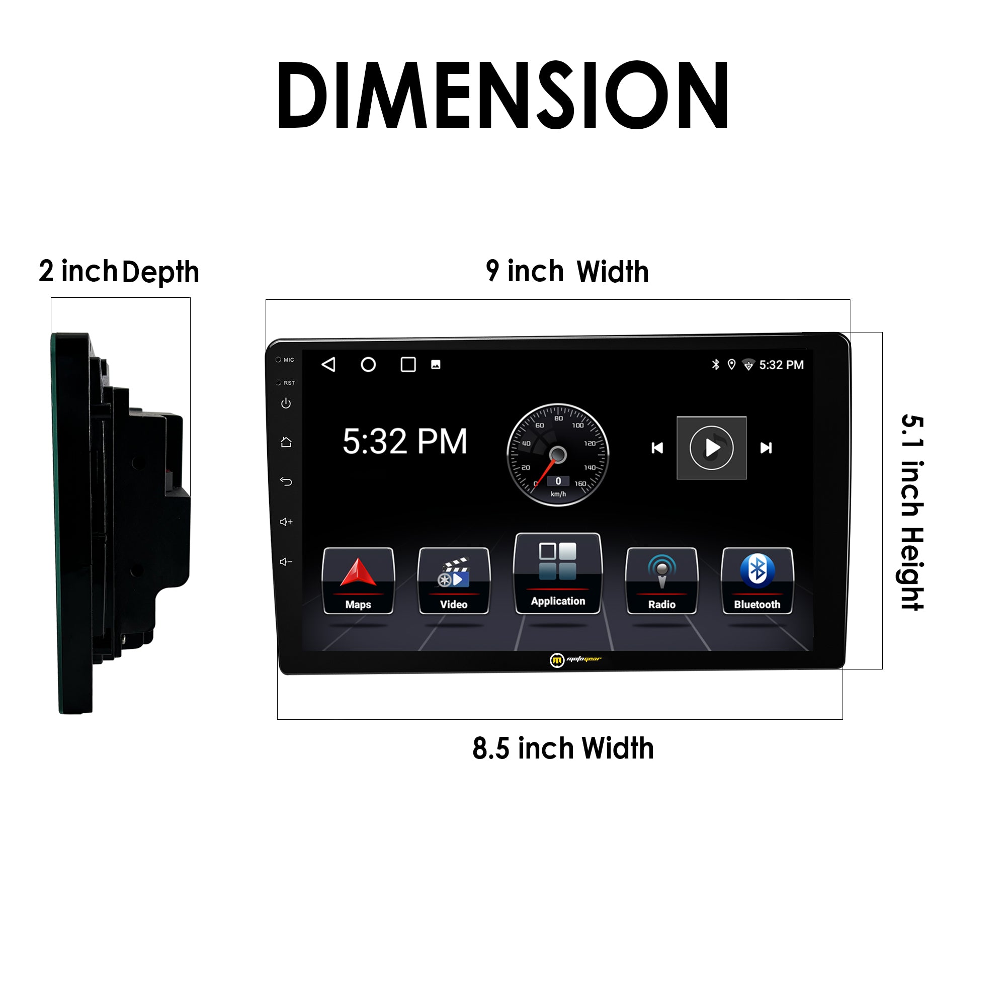MOTOGEAR MG-OCEAN-12 Android Car Player | MTK 8163 Processor | 2GB RAM + 32GB ROM | IPS Touchscreen Display | Wireless Android Auto & CarPlay | Dual Subwoofer Output