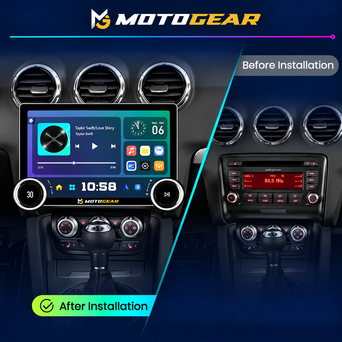 MOTOGEAR Dual-Knob 2GB RAM+32GB ROM 10.1 Inch Android Player