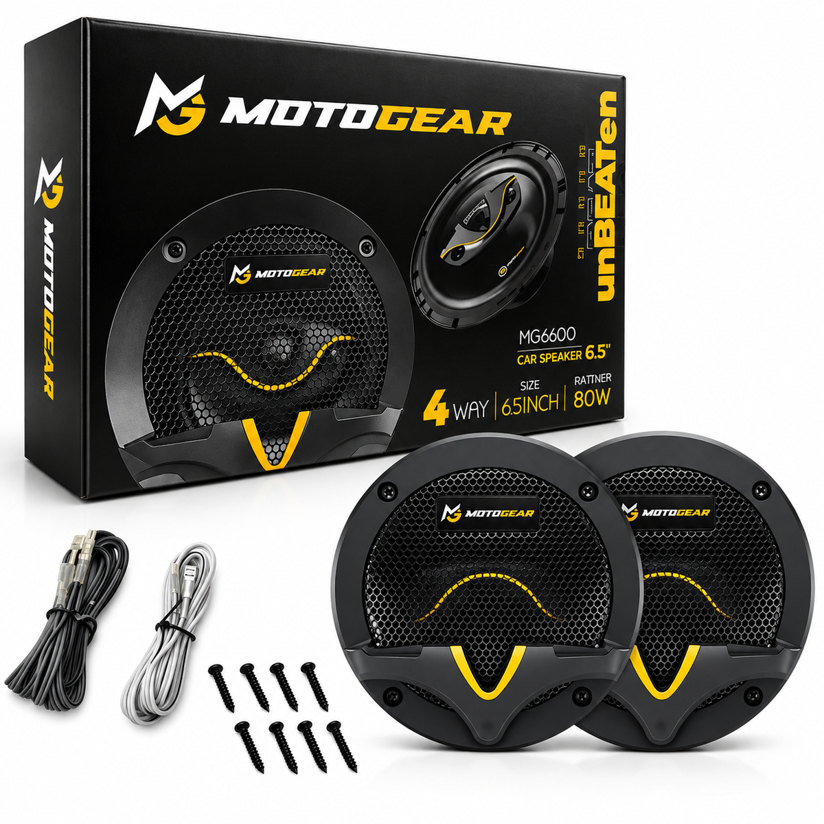 MOTOGEAR 6600 6.5 Inch 40W RMS Car Door Speaker (Pack of 2)