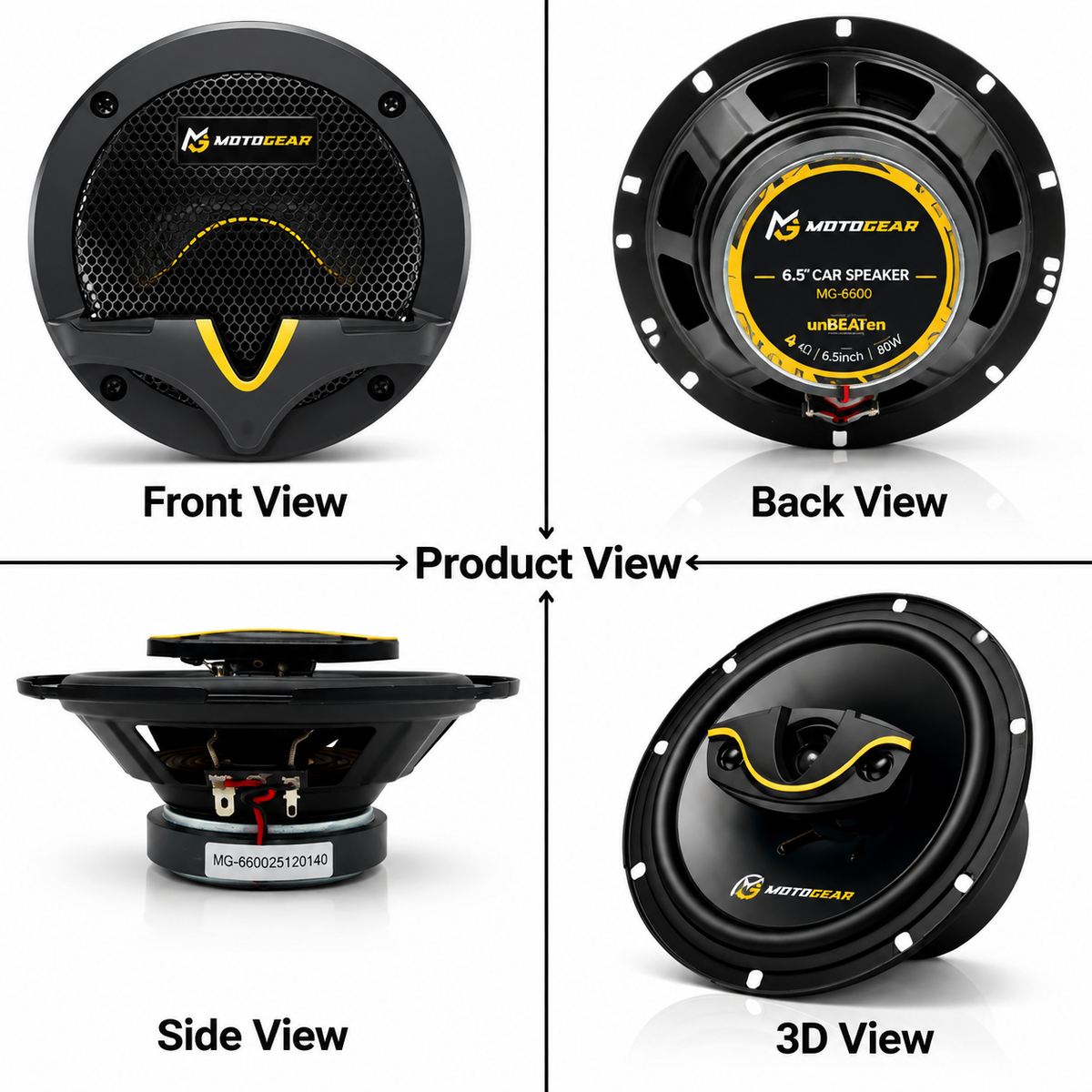 MOTOGEAR 6600 6.5 Inch 40W RMS Car Door Speaker (Pack of 2)