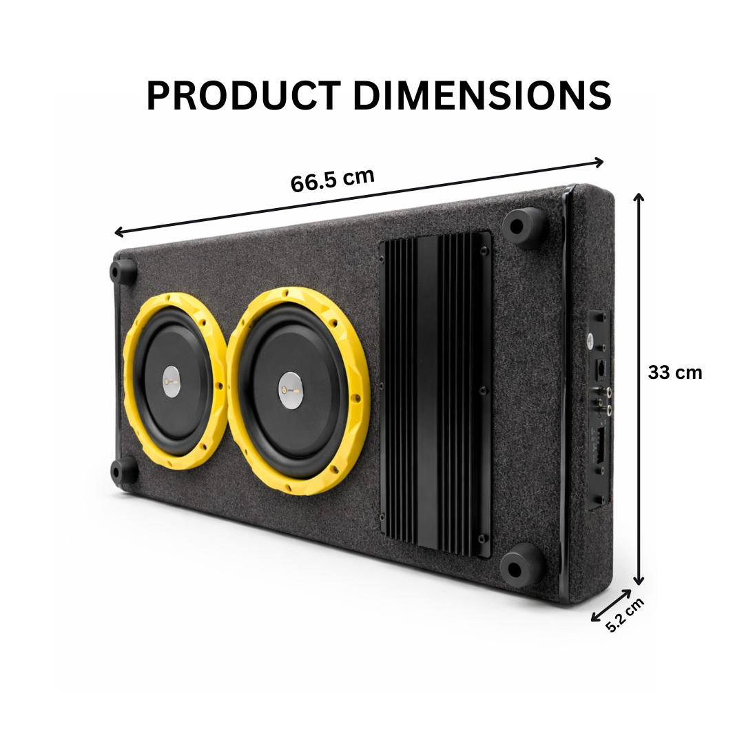 MOTOGEAR Hardrock-14 300W RMS Dual 8 Inch Active Car Subwoofer