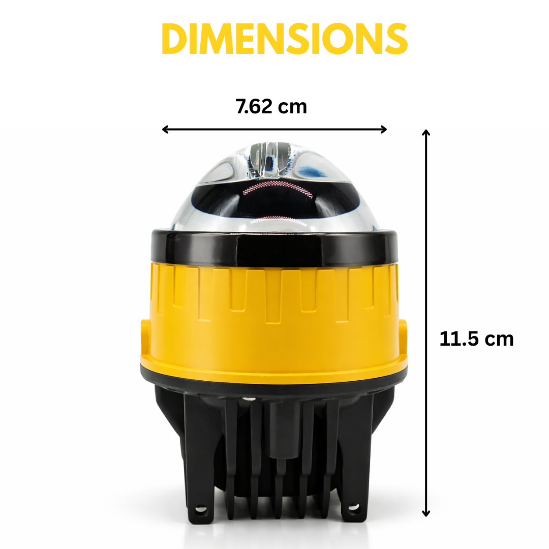 MOTOGEAR Super Bright 150 Watt 3 Inch LED Fog Lamp With Yellow/White Light Reflection| 9005 Shocket | Waterproof & Dustproof| Universal For Cars (Pack of 2)